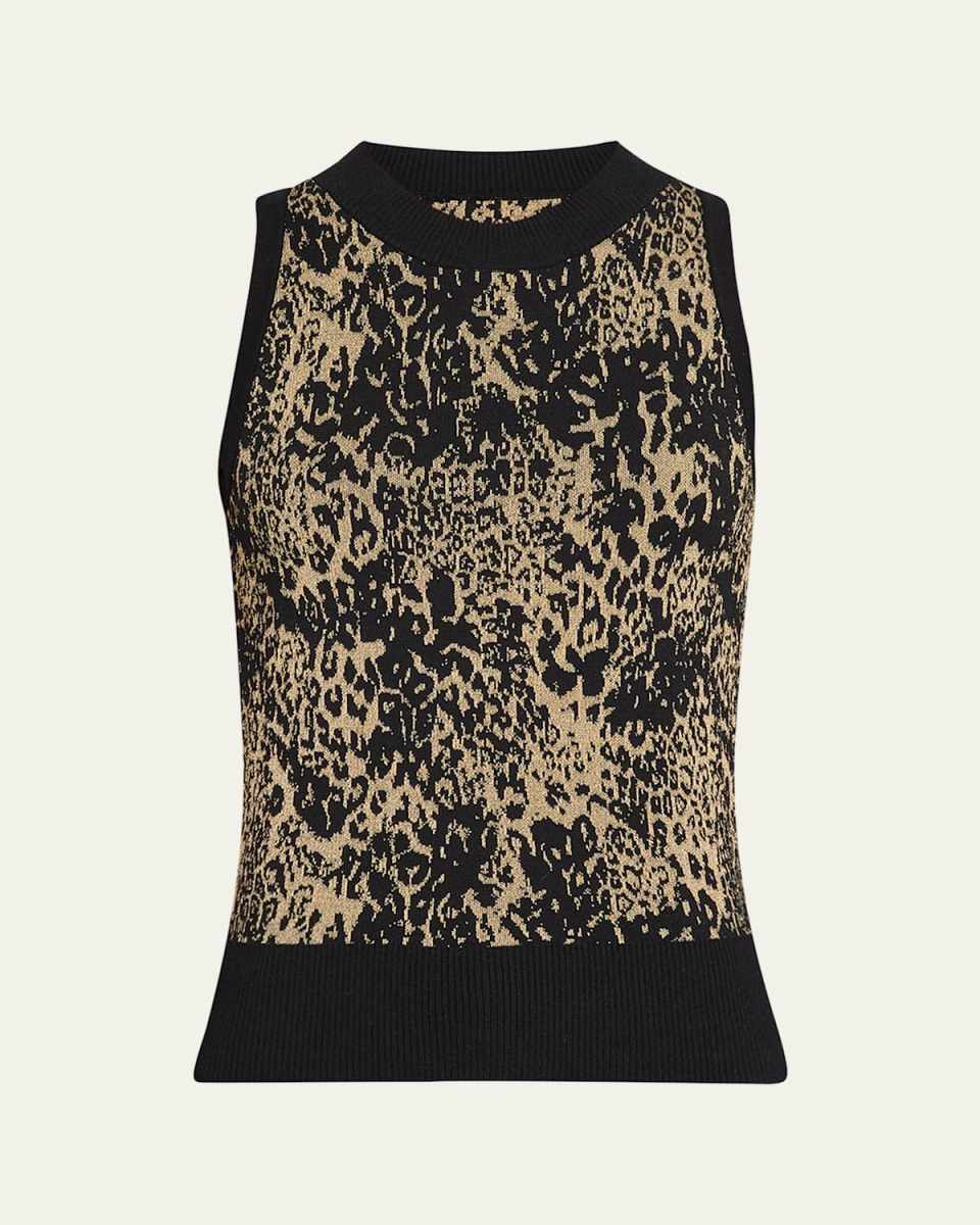 Yasmine Sleeveless Metallic Leopard Top